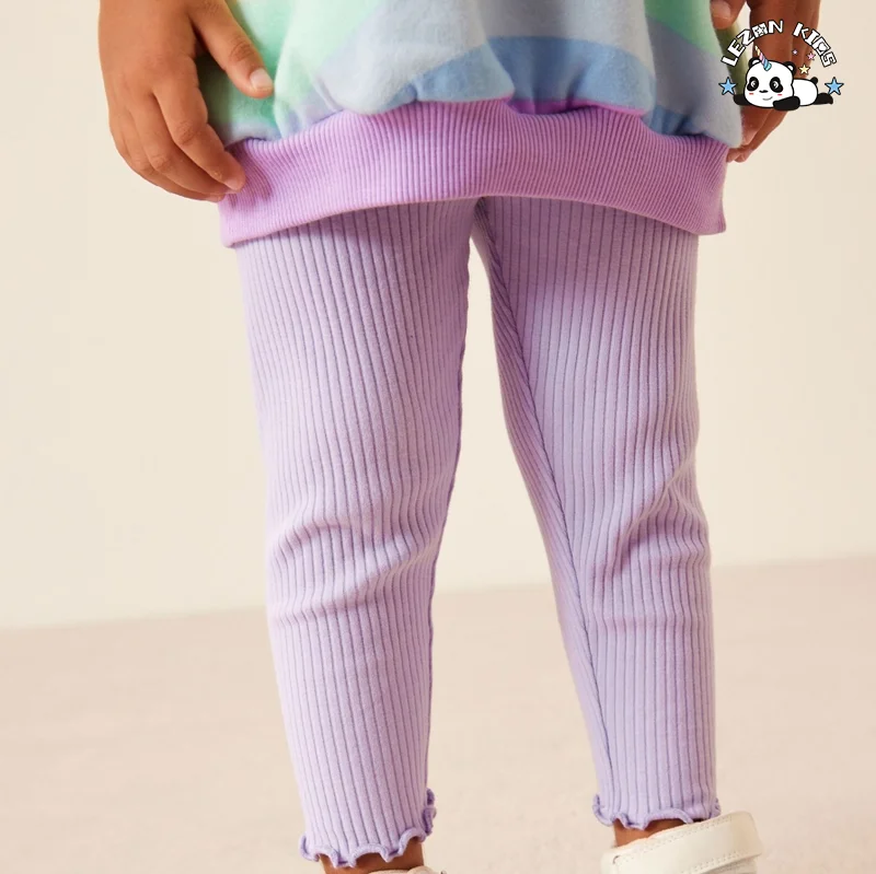 LEZONKIDS - Conjunto de Roupas Femininas de 2 Peças Casual Arco-Íris Personalizado Logo Manga Longa Estilo Fofo Calças Conjunto de Roupas para Meninas Primavera Inverno